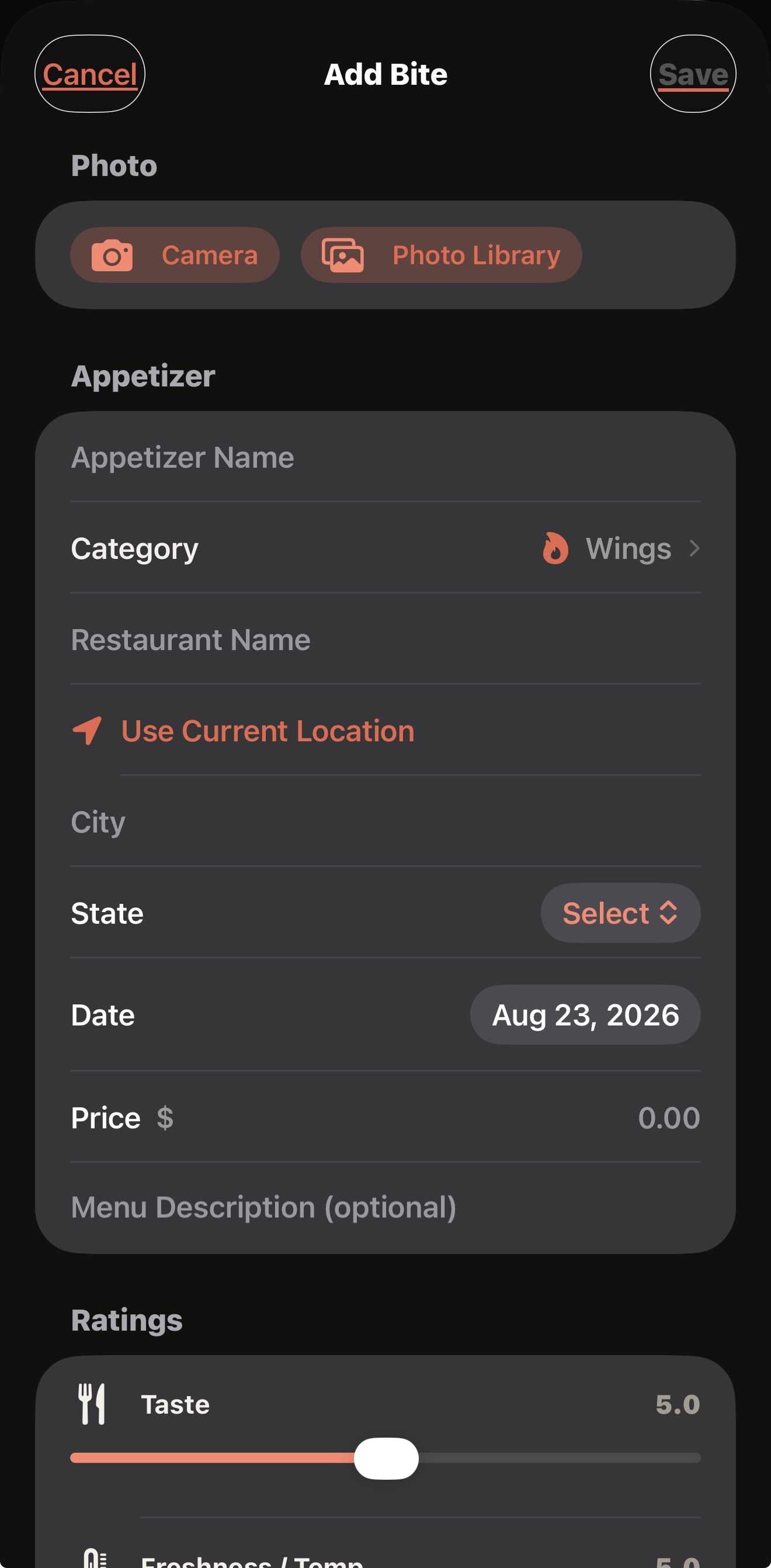 BiteRank add bite form