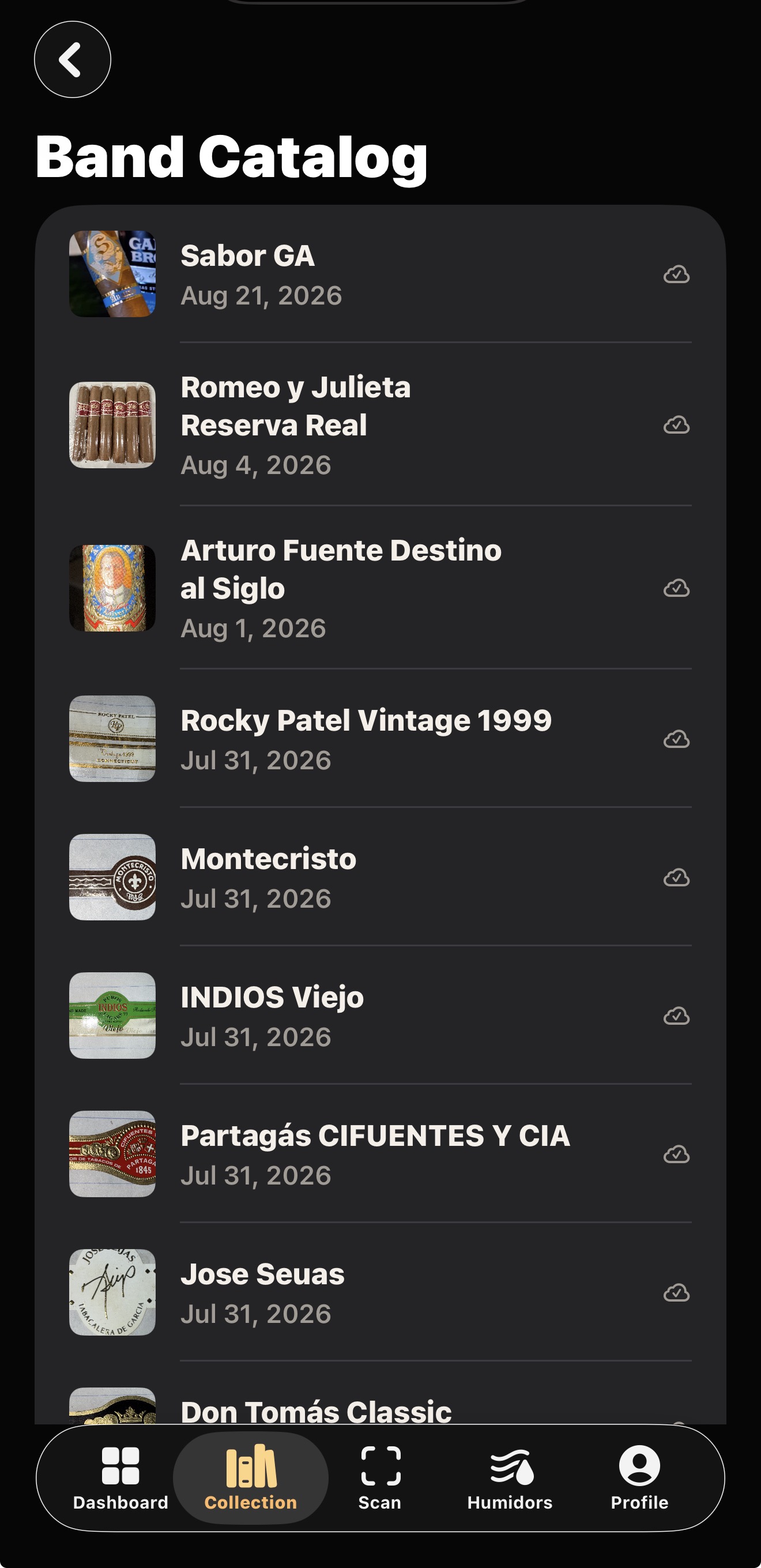 CigarManager cigar band catalog