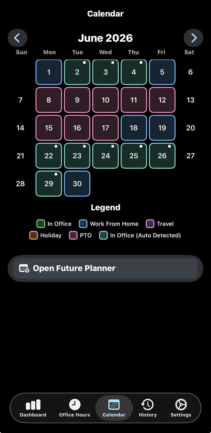 WorkTrack calendar screen