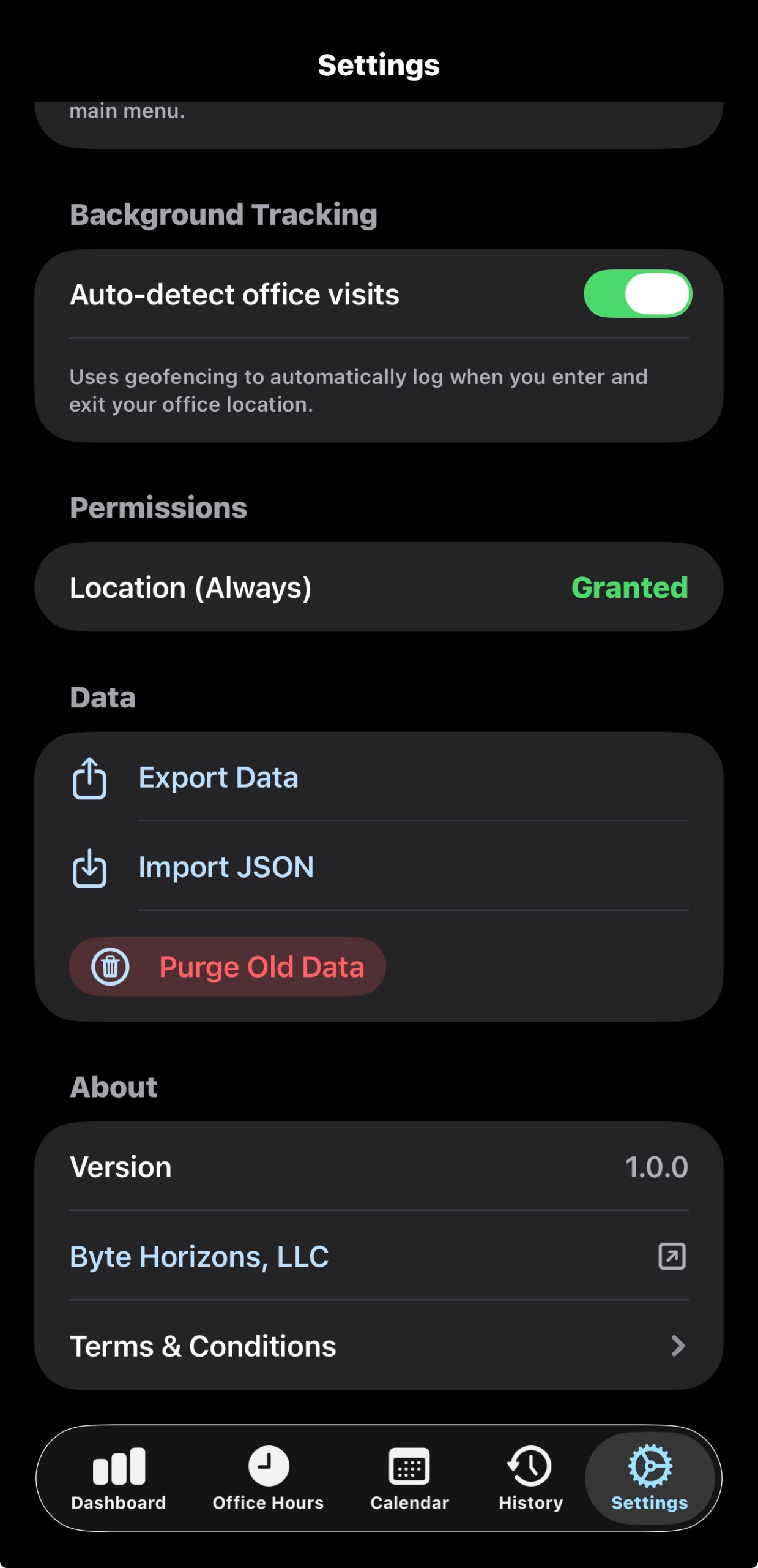 WorkTrack office location and geofence setup map